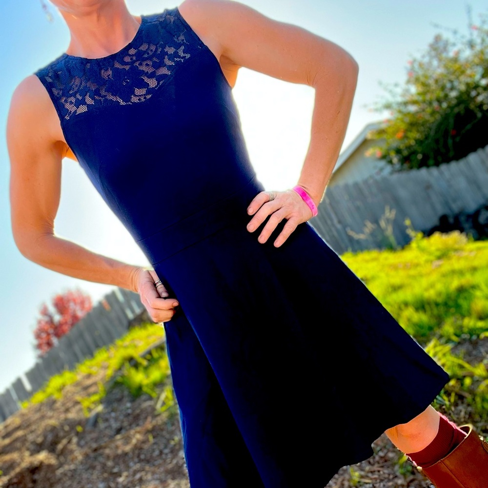 NWOT stunning and comfy cotton and lace A frame dress